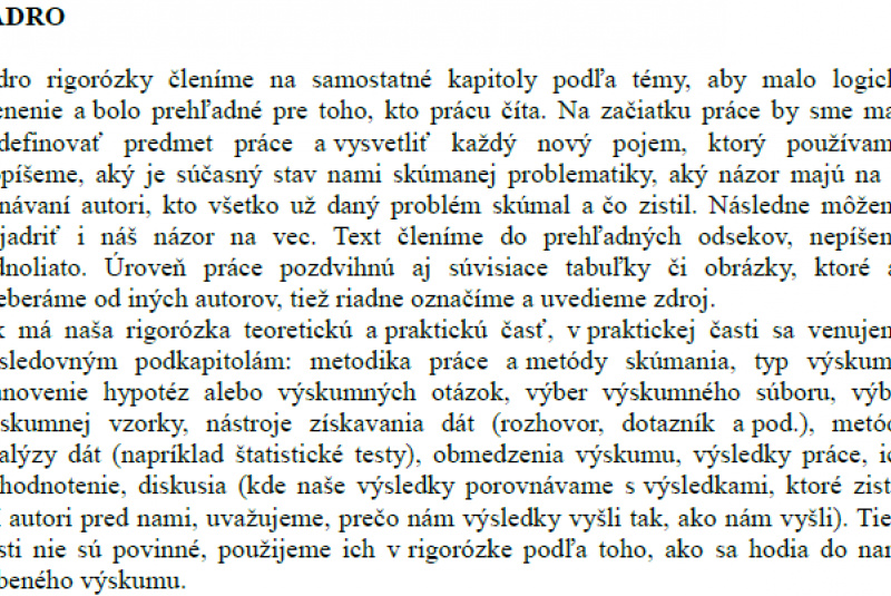 Rigorózne práce - Jadro Rigorózne práce - Jadro